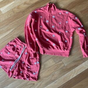 Lou & Grey Matching Set, Shorts and Quarter Zip Sweatshirt